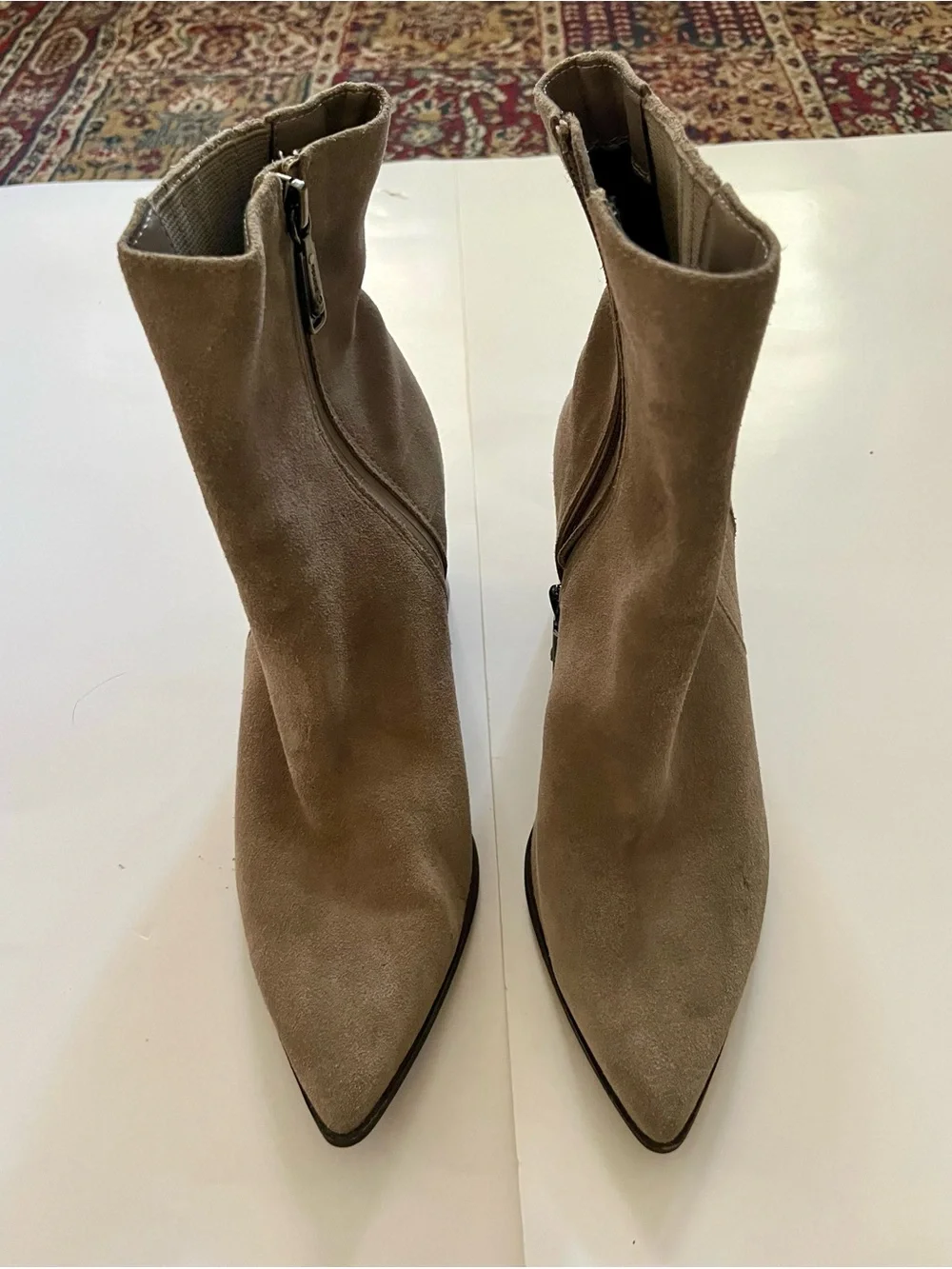 Blondo Suede Ankle Booties in Taupe